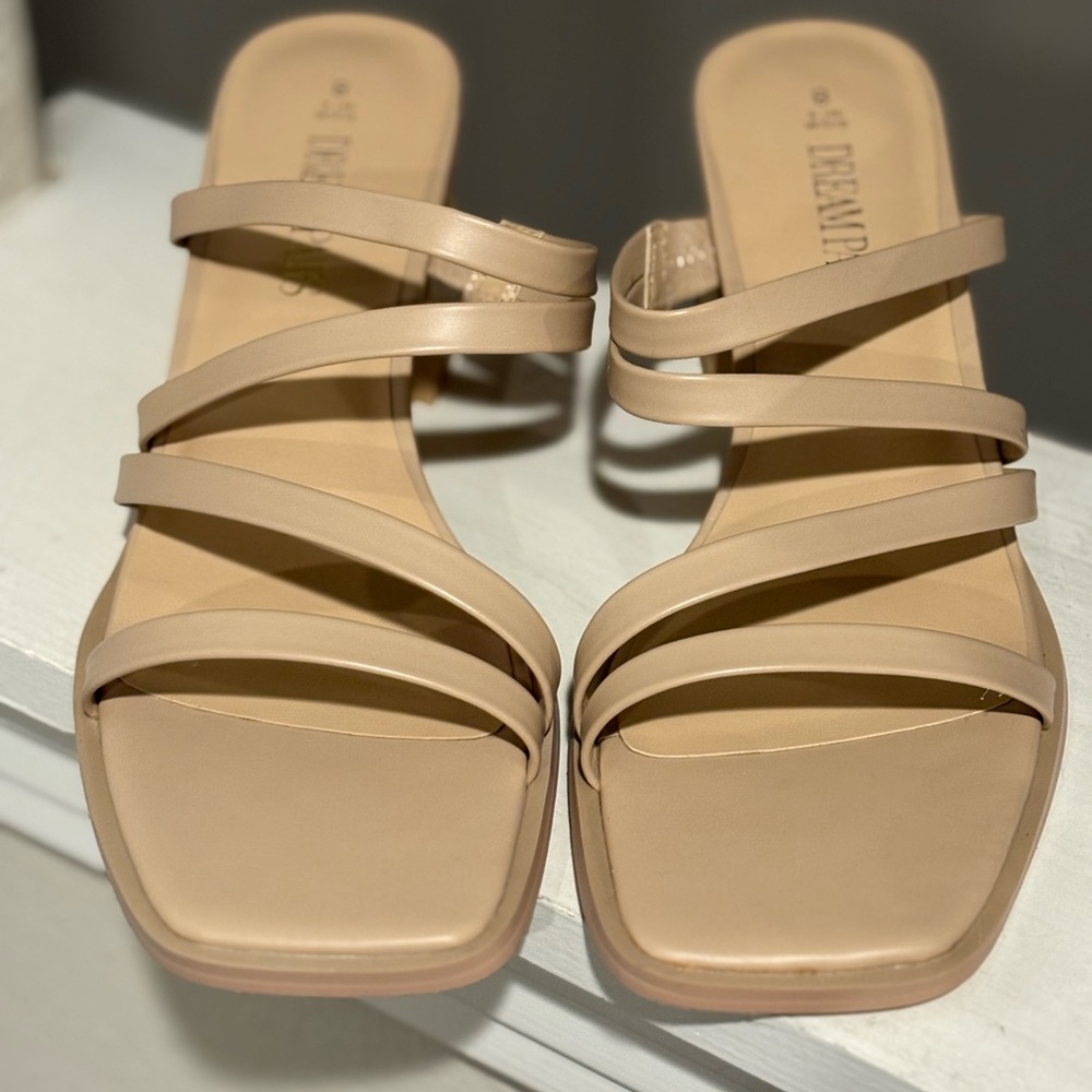 Dream Pairs Women's Mule Heel Chunky Nude/Light Brown Size 8 - Picture 6 of 11